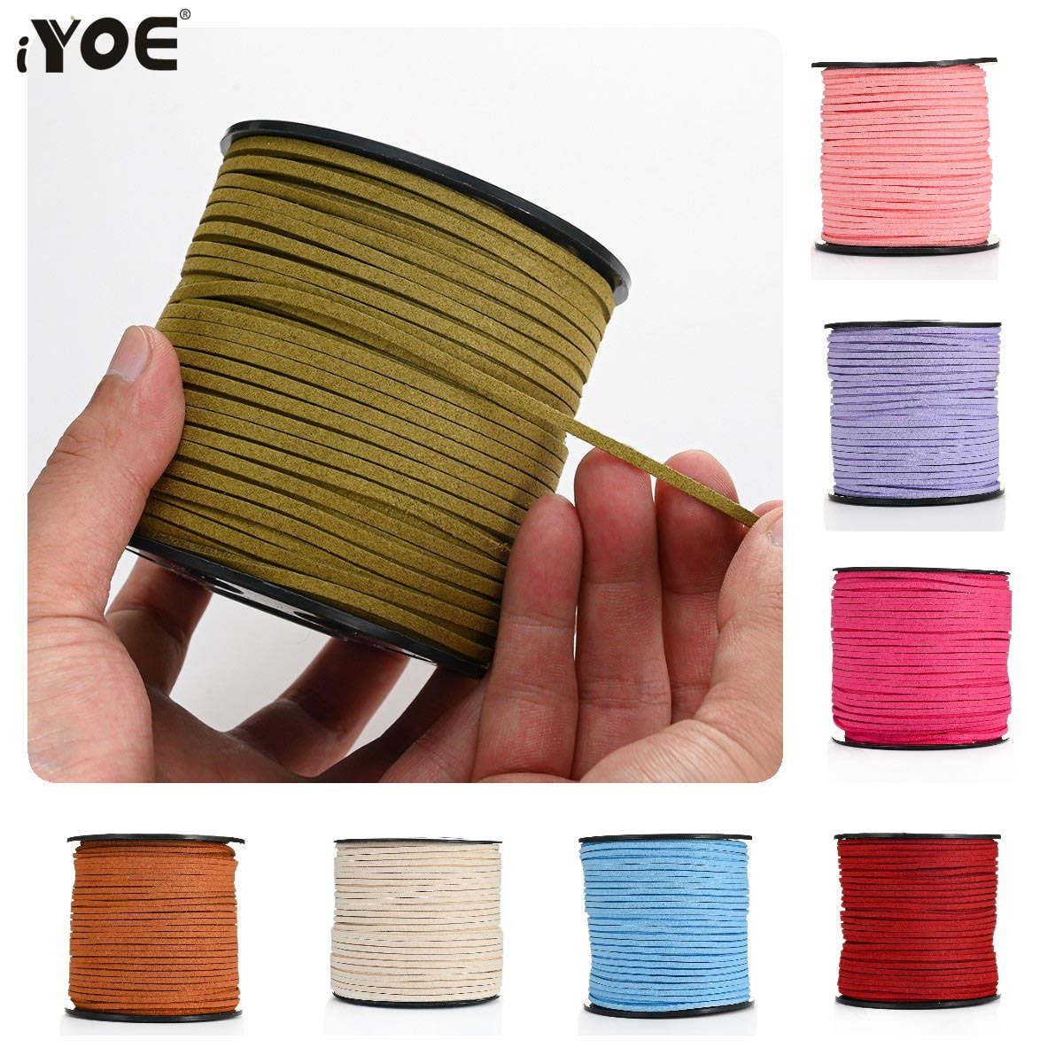 Leatherwork Thread - 5/20m 2.5mm 플랫 가짜 스웨이드 꼰