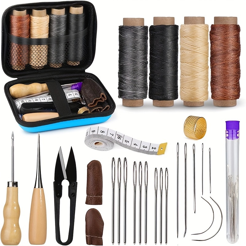 Leatherwork Thread - 가죽 재봉 키트, 대형 바늘과 왁스