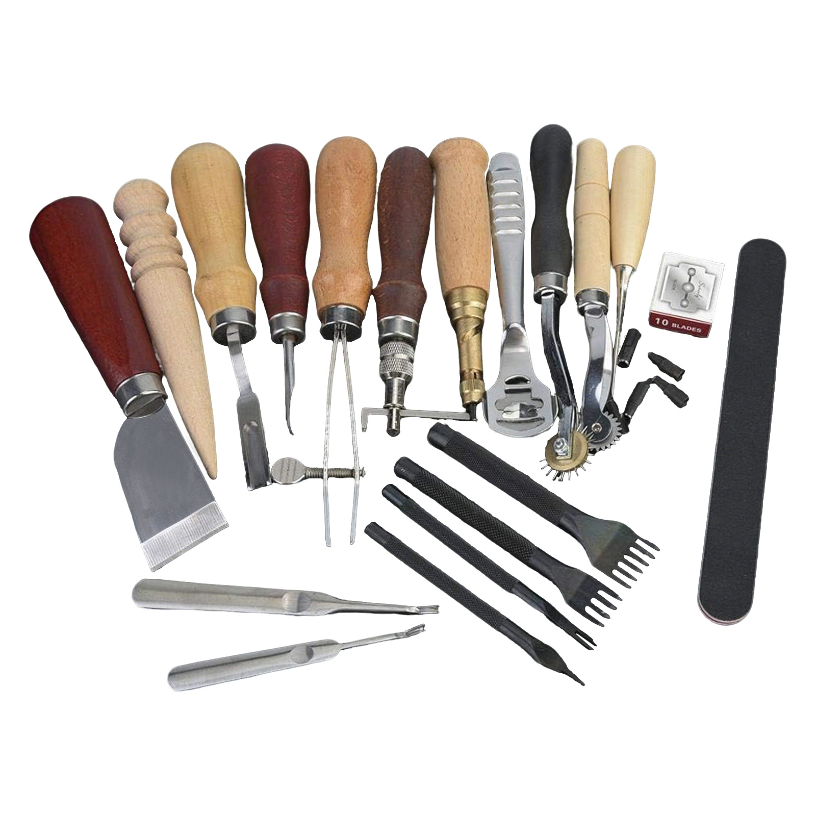 Beginner Leatherwork Kit - 가죽 공예 도구 세트, 19종 가죽
