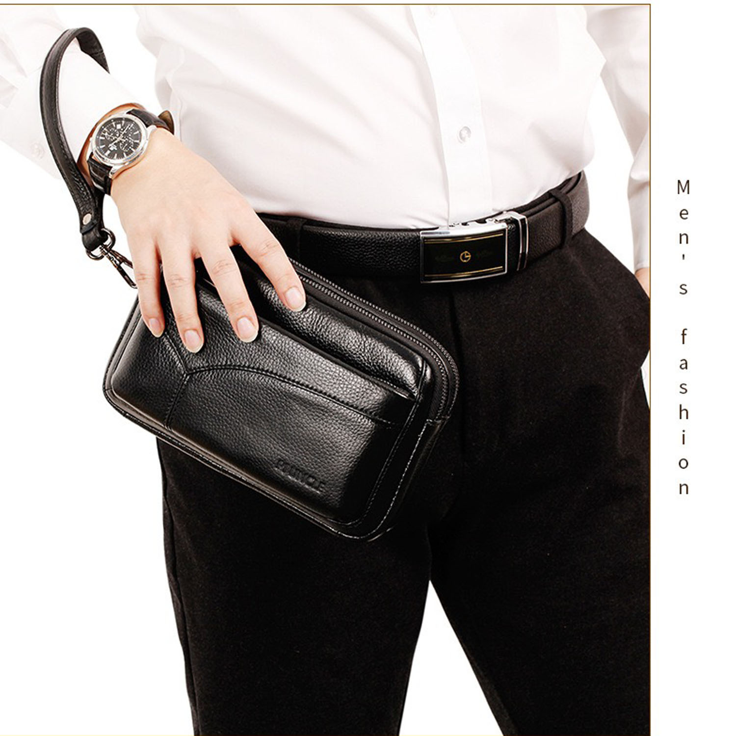 Leather Work Bag Mens - 남성용 정품 가죽 패션 비즈니스 클러치