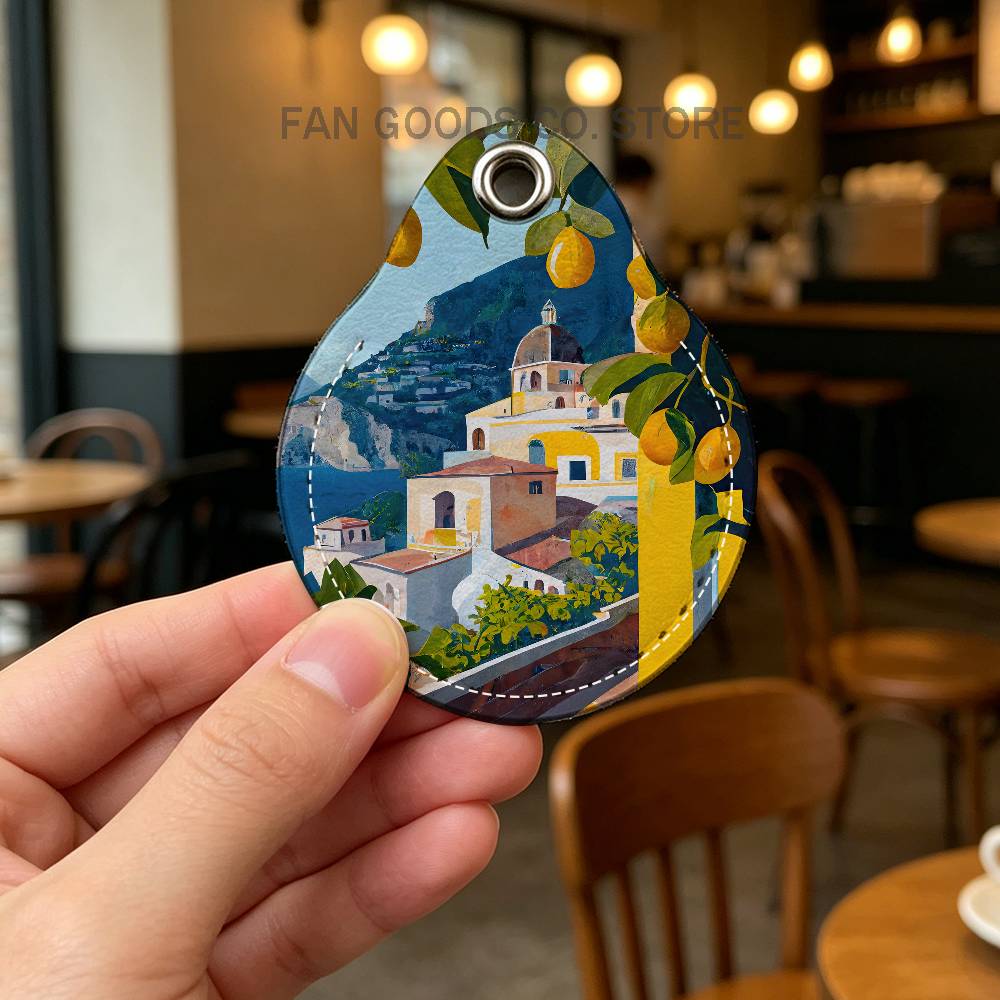 유럽 ​​아말피 해안 레몬 홀더 키체인 에어태그용 은행 - Leatherwork Keychain 리뷰 및 가격