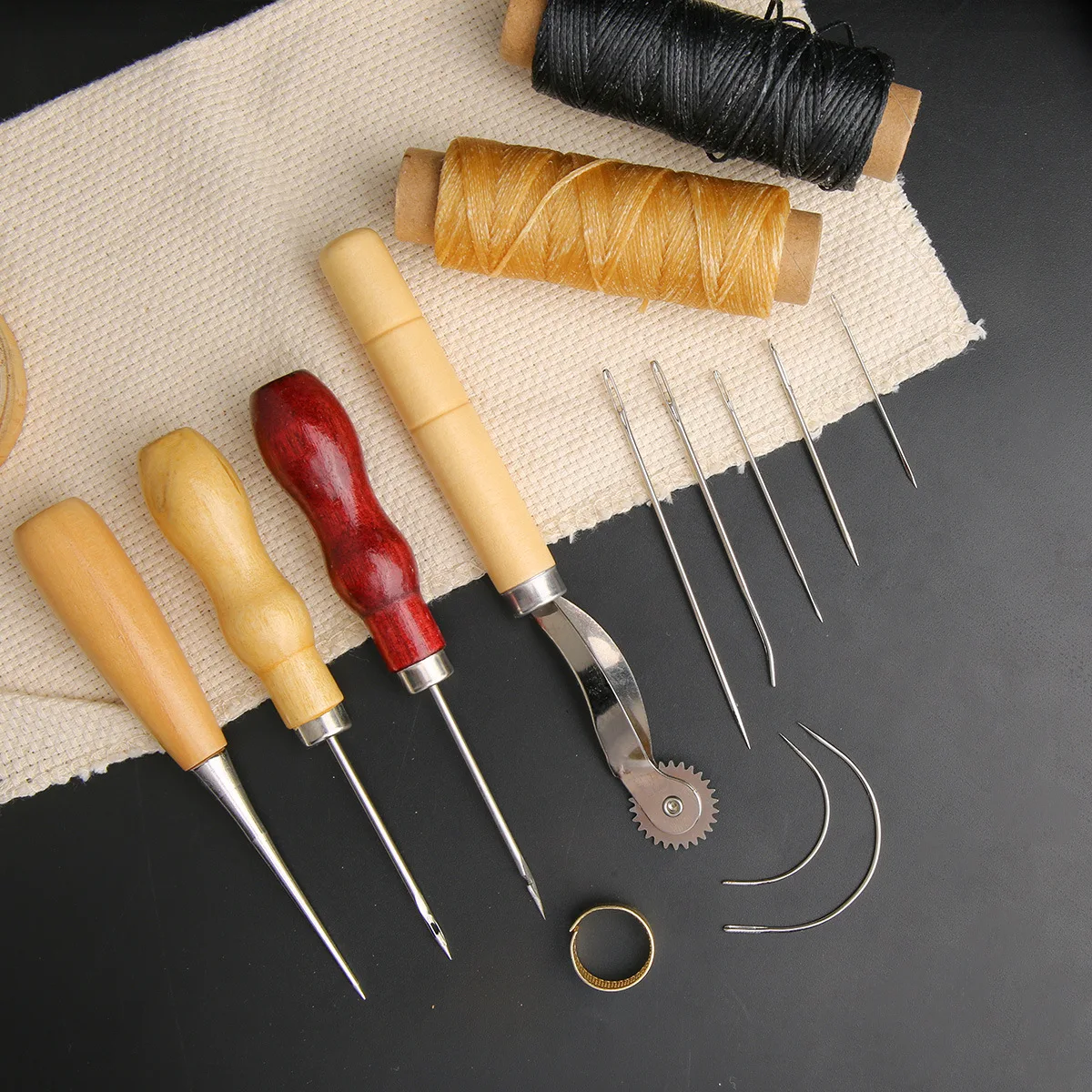 14PCS 가죽 공예 바느질 키트 왁스 스레드 나무 손 - Leatherwork Thread 리뷰 및 가격