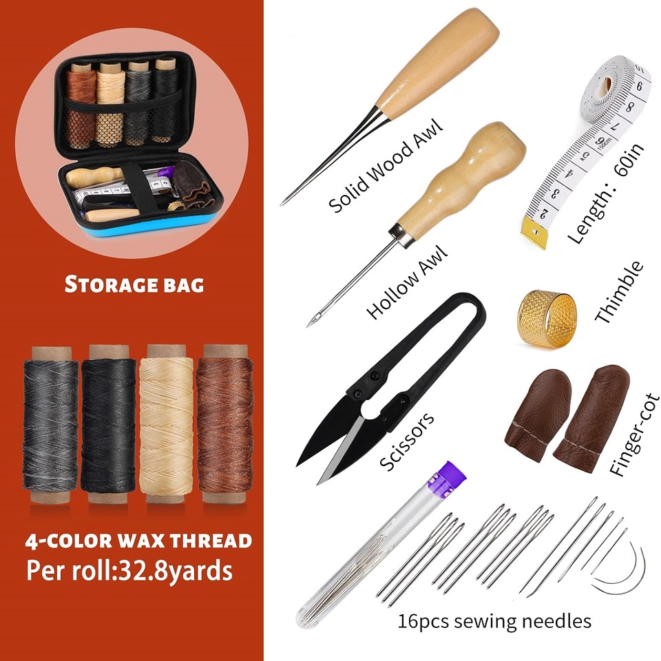 BUDDUR 가죽 재봉 도구 키트, 왁스 스레드 및 바 - Leatherwork Thread 리뷰 및 가격