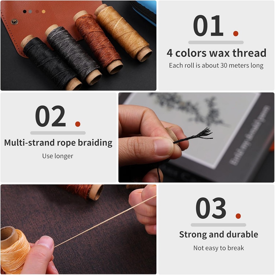 BUDDUR 가죽 재봉 도구 키트, 왁스 스레드 및 바 - Leatherwork Thread 리뷰 및 가격