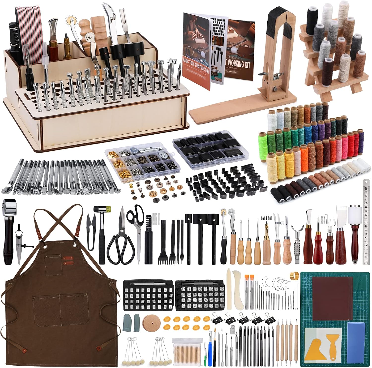 초보자를 위한 628종 가죽 공예 도구 세트, 가죽 포 - Beginner Leatherwork Kit 리뷰 및 가격