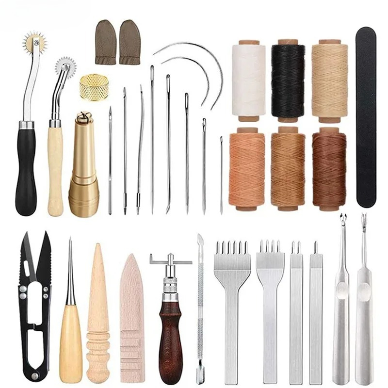 초보자를 위한 25종 가죽 공예 도구 세트, 30M 왁 - Beginner Leatherwork Kit 리뷰 및 가격