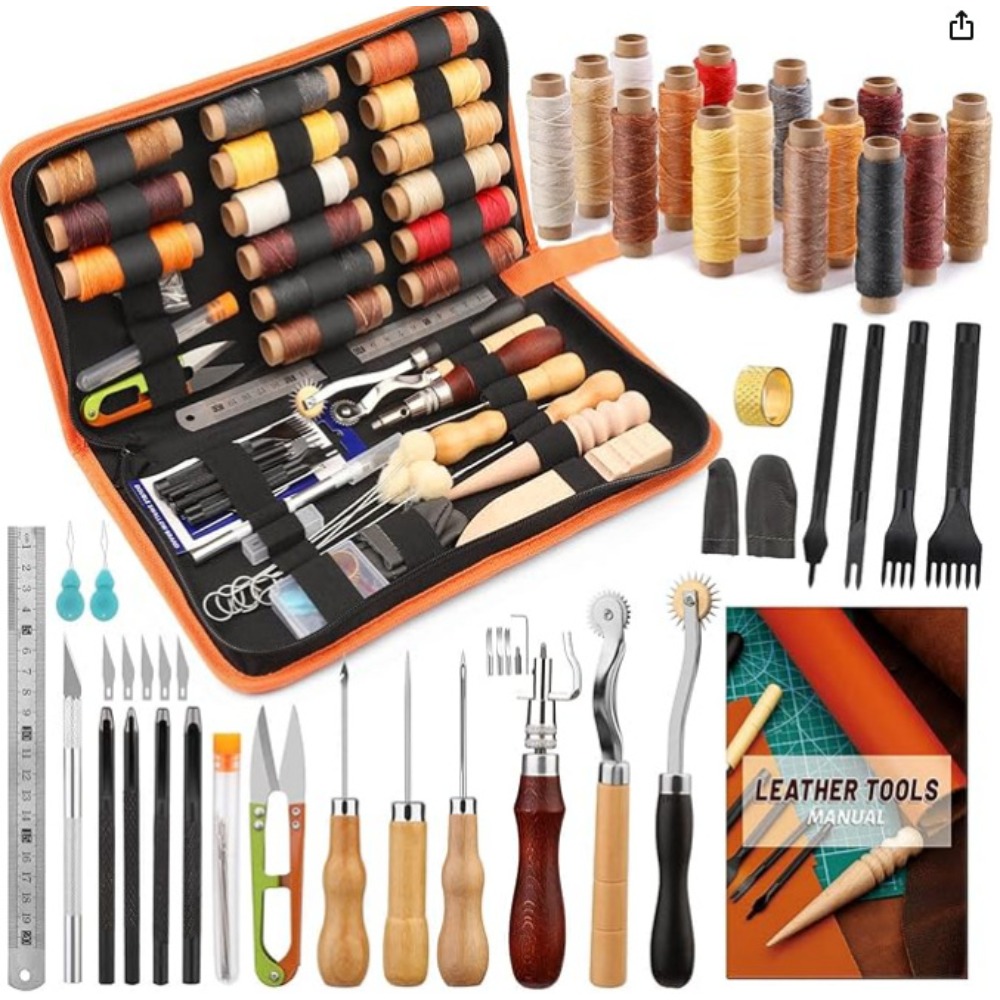 가죽 작업 도구 실용적인 가죽 공예 키트 (왁스 처리된 - Beginner Leatherwork Kit 리뷰 및 가격